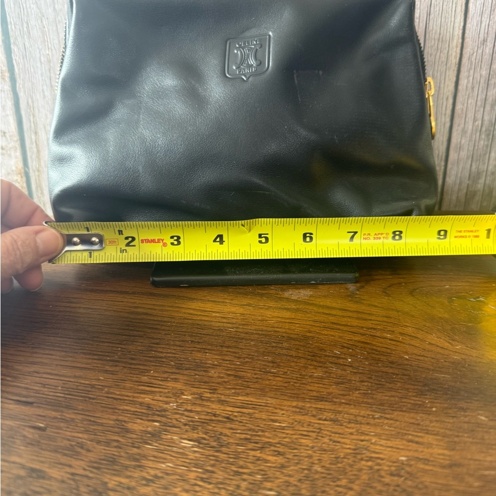 Celine Black Leather pouch with Embossed Logo - Picture 8 of 9